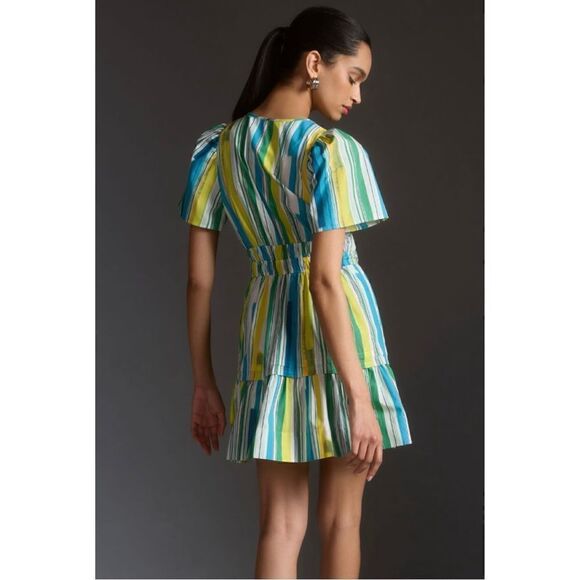 NEW Anthropologie The Somerset Stripe Tiered Smocked Mini Summer Dress X-Small - Picture 4 of 4